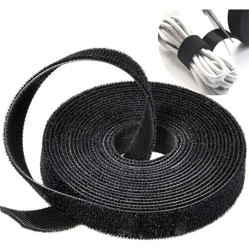 Tape Cable Ties Reusable Fastening Nylon Tape Double Side Hook Roll Hook and Loop Straps Wires Cords Management Wire Organizer