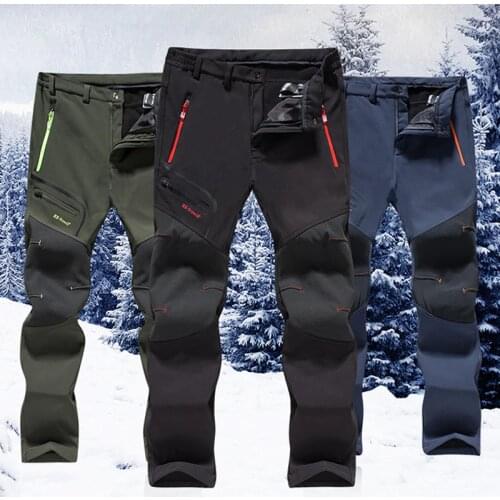 2019 New Hiking pants man waterproof softshell winter Outdoor Trousers Sports Camping Trekking cycling ski fleece Pants 002