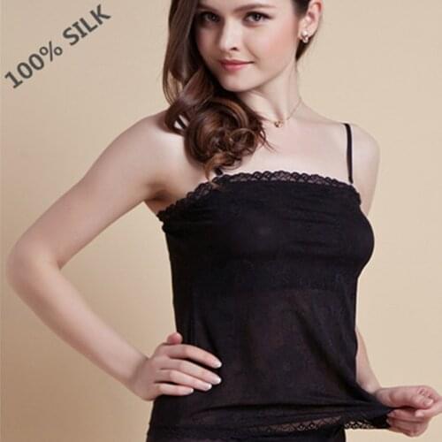 New arrival 100% Mulberry Silk Lace Strap Basic Ultra Long Knitted Silk Tube Top Support Insert Pads M/L Free Shipping