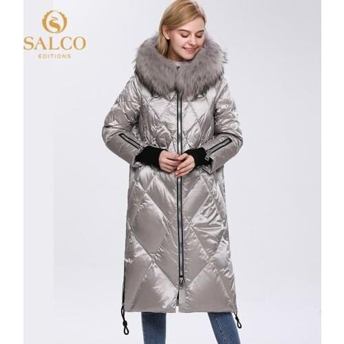SALCO Free shipping The latest big-zipped pearl-cotton winter warm coat 2020 high-end real fur coat