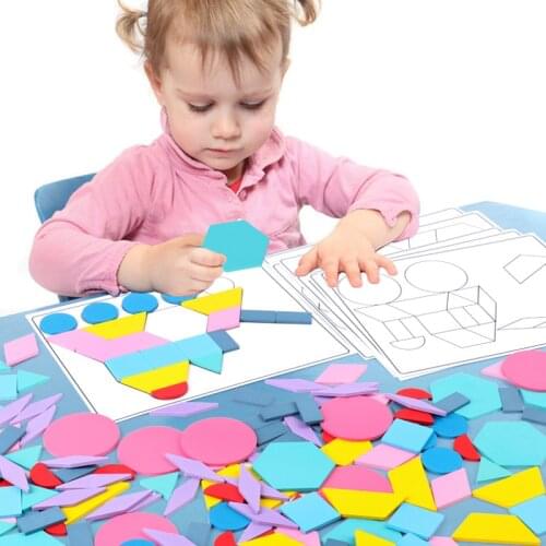 180PCS Wooden Jigsaw Puzzle Set Colorful Creative Tangram 3D Puzzle Baby Montessori Educational Toys Kids Children Learning Toy
