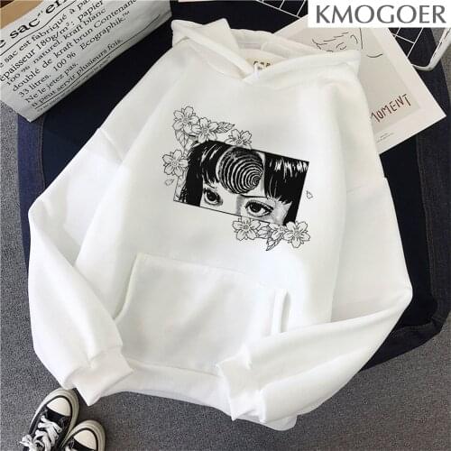 Junji Ito Pullover Women Japanese Anime Manga Japan Weeaboo Otaku Horror Hoodie Cotton Long Sleeve 90s Vintage Hooded Hoodies