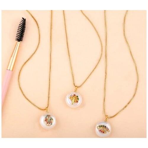 Shell tree hand multicolor micro pave cz zircon cubic zirconia necklace copper Clavicle gold plated Snake Chain Choker Pendant