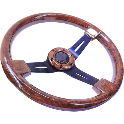 14'' 350mm Racing Car Steering Wheel Wood Brown Color Dimple ABS Steering Wheel Auto Sport Steering Wheel