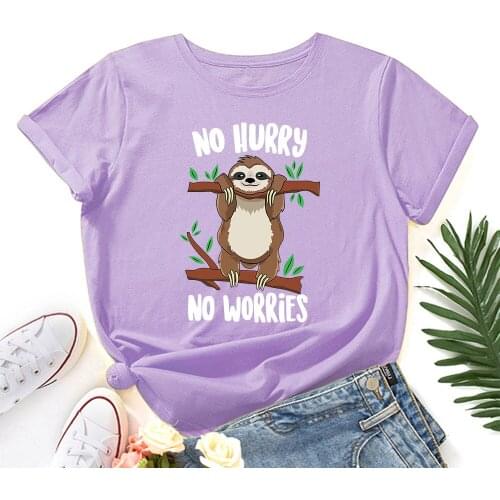 S-5XL Plus Size Tshirt No Worries Print T Shirt Women Shirts 100% Cotton O Neck Short Sleeve T-Shirt Funny T Shirts Casual Tops