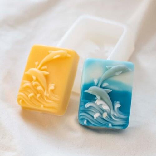 Surfing Dolphin Embossed Silicone Soap Mold Handmade Soap Decoration Moulds DIY Plaster Candle Molds Fondant Cake Crafts