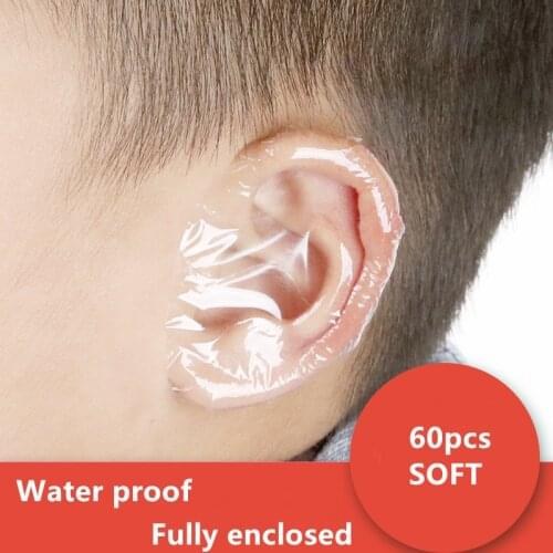 20/60pcs Plastic Waterproof Ear Protector Swimming Cover Caps Salon Hairdressing Dye Shield Protection Shower Cap Tool
