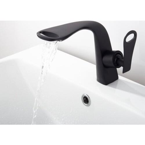 Basin Faucet Cold and Hot Waterfall Contemporary Black/Chrome Brass Bathroom basin sink Mixer Deck Mounted waterfall Tap