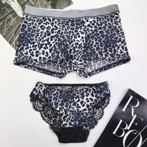 Women Mens Cotton Underwear Sexy Lace Panties Fashion Leopard Pattern Lovers Briefs Low Waist Seamless Underpants Lingerie