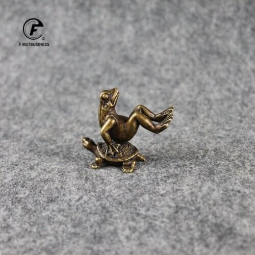 Vintage Copper Turtle Frog Miniatures Figurines Ornaments Brass Animal Censer Creative Incense Burner Tea Pet Desk Decorations