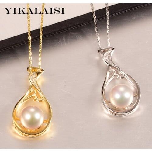 YIKALAISI 925 Sterling Silver Jewelry Pearl Pendants 2020 Fine Natural Oblate Pearl jewelry 10-11mm Pendants For Women wholesale