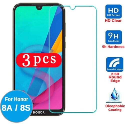 3Pcs 9D tempered glass for huawei honor 8 8A pro lite 8C 8S 8X max protective film phone screen protector smartphone on glass