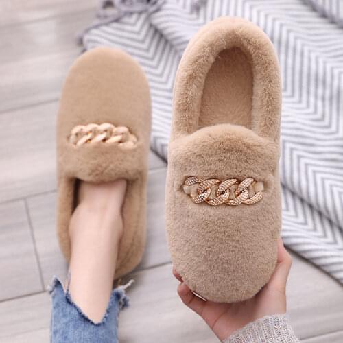 Winter Women House Slippers Faux Fur Warm Flat Shoes Female Slip on Home Ladies Slippers Cartoon Ladies Slippers Soft shoes