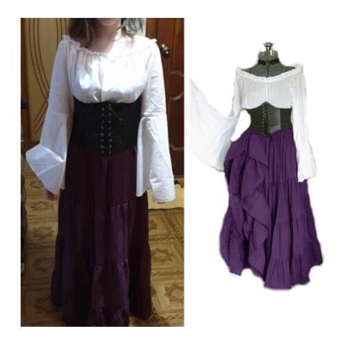 Halloween Medieval Cosplay Costumes Women Ancient Renaissance Long Dress Victorian Robe Skirt Masquerade Clothing Carnival Party