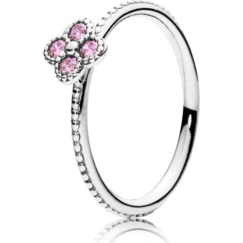 925 Sterling Silver Pave Setting Pink CZ Oriental Blossom Women Finger Rings for Engagement Wedding Jewelry