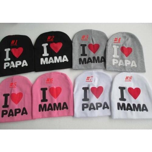 New arrive I love dad,i love mom, baby hat infant cap Cotton Beanie Infant Hat Skull Cap Toddler Boys Girls Hats & Caps 10 pcs