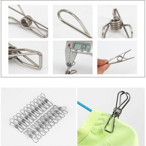 100pcs 6cm Stainless Steel Clothes Pegs Hanging Clothes Pins Towel Clips Household Bed Sheet Coat Pants Laundry Clothespins