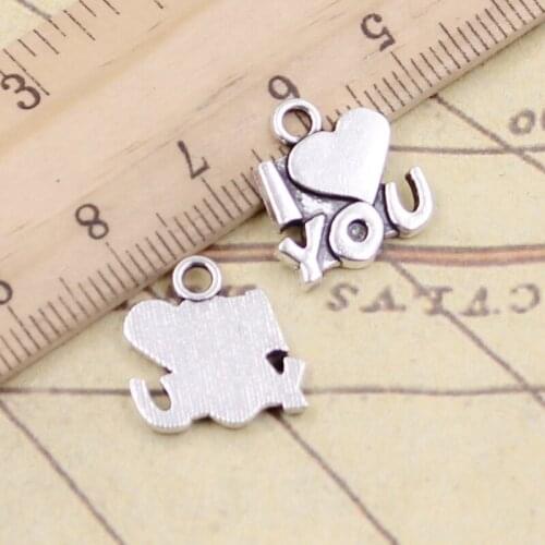 20pcs Charms Heart I Love You 15x14mm Tibetan Silver Color Pendants Antique Jewelry Making DIY Handmade Craft