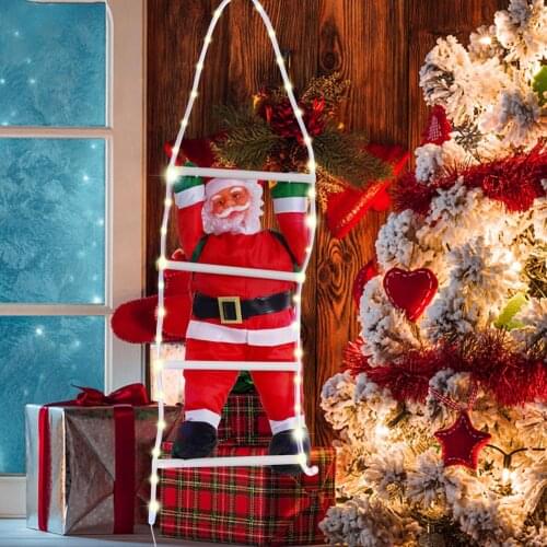 2021 New Year Christmas Electric Santa Claus Climbing Ladder Christmas Decoration Christmas Tree Hanging Party Decoration Gift