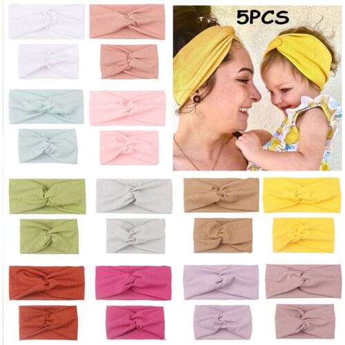 5pcs Hairbands Knit Headbands Solid Stripe Mother And Baby Hair Band Set Headwrap Hair Accessories Sets Venda Écharpe