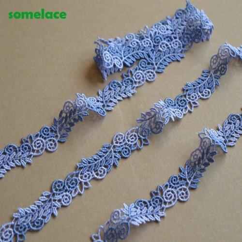 5Yds/Lot 2.5Cm Wide Blue Purple Mixed Leaf Style Floral Venise Lace Trim with Design for Wedding Bridal,Garment Decoration