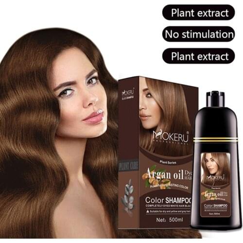 500ml Professional Natural Fast Hair Dye Brown Color Permanent Hair Colour Shampoo Long Lasting Hair Dye Shampoo Hair Dye