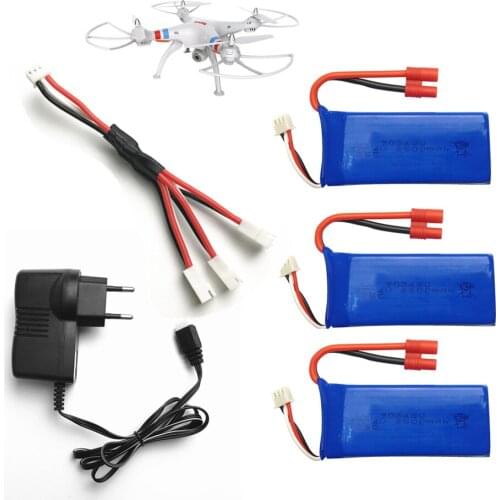 7.4v 2500MAH For Syma X8W X8G X8HC X8HW X8HG parts charger battery RC Quadcopter parts Charger+1 to 3 wire+ 3 battery