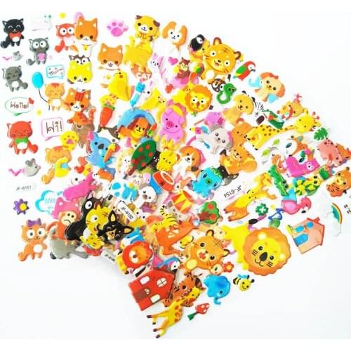8 sheets Kids Stickers 3D Cartoon Animal Dogs Cats Zoon Pattern Toys Funny Toy For Kids On Notebook Phone Laptop Birthday Gifts