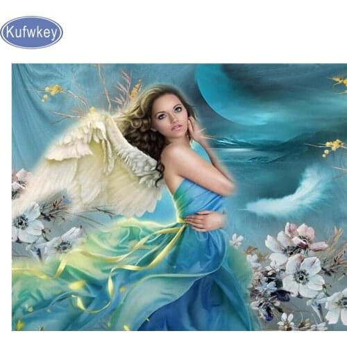 Diamond painting cross stitch beauty fairy angel beach diamond embroidery full round mosaic diamond picture girl Home Decoration