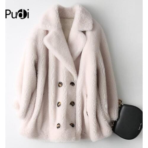 Aorice A18224 women winter real wool fur coat sheep genuine shearing over size parka warm jacket girl coats lady Long jackets