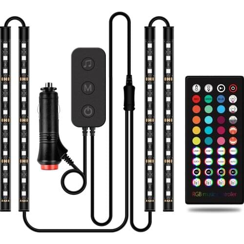 RGB 44keys Led car atmosphere light bar Bluetooth USB colorful RGB car light with one for four music car lights