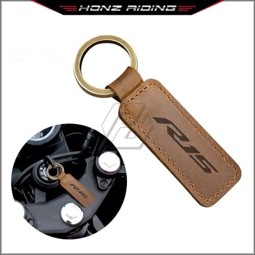 For Yamaha YZF-R15 R15 Motorbike Key Motorcycle Keychain Cowhide Key Ring