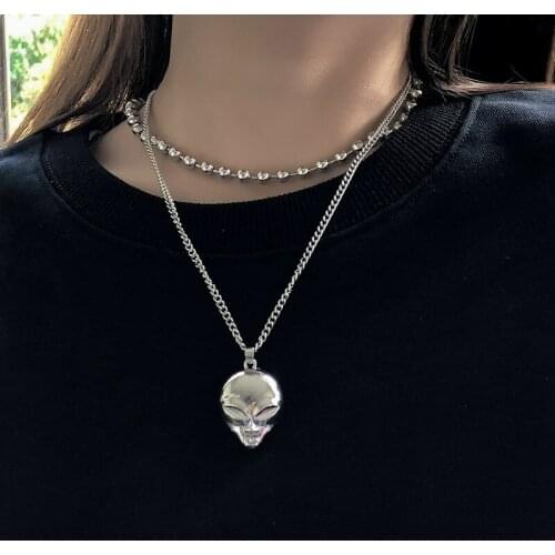 Origin Summer Street Style Double Fox Round Beads Chain Pendant Necklace for Women Exquisite Chokers Jewelry Accessories Hot