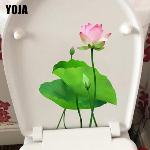 YOJA 16.6X22.5CM Fresh Lotus Home Decor Living Room Wall Decal Cartoon Plant Toilet Sticker T1-1558