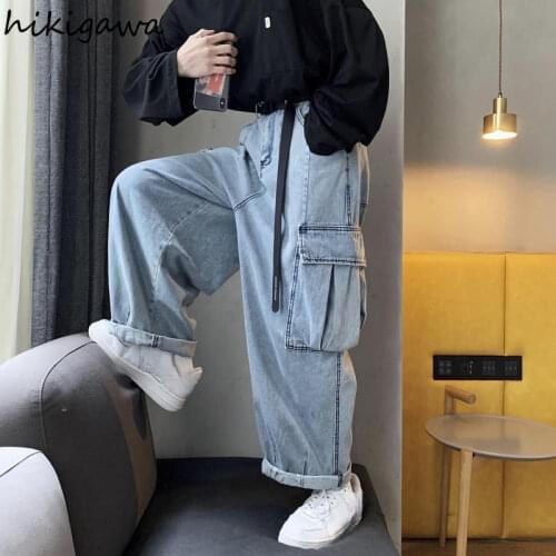 Hikigawa Baggy Jeans Plus Size Vintage Casual Women Pants Harajuku Y2k Pockets Men Trousers for Female Clothes 2021 Fashion Jean