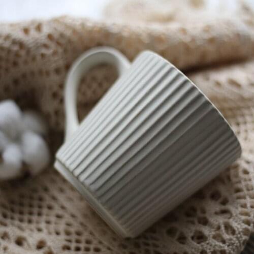 Japanese Style Hand Made Coffee Mugs Classical Ceramic Verticle Pattern Simple Design Lovers Water Milk Juice Drinks Cup