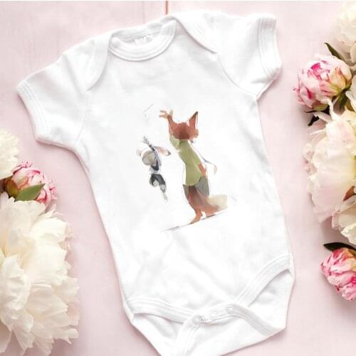 Newborn Bodysuits Graphic Fashion Casual Cute Toddler Jumpsuit Rabbit Judy Fox Nick Print Baby Girls Boys Romper 0-24M