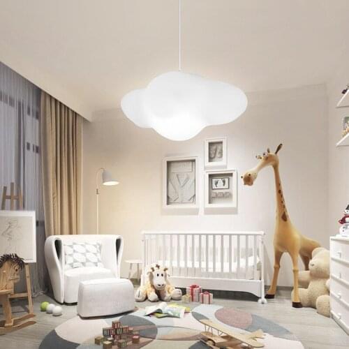 Creative white plastic floating cloud chandelier for childrens room decoration LED remote control dimming hanging lamp ZM1027