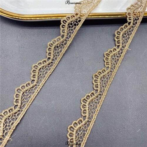 20Yards Embroidery Lace Gold Unilateral Barcode Wave Lolita Accessories Gold Thread Lace Clothing Accessories Polyester Trims