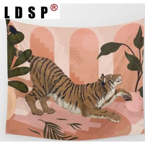 LDSP Tiger Ainmal Cartoon Dorm Tapestry Wall Hanging Covering Rugs Background Cloth Beach Mat Blanket Art Bedroom Home Decor
