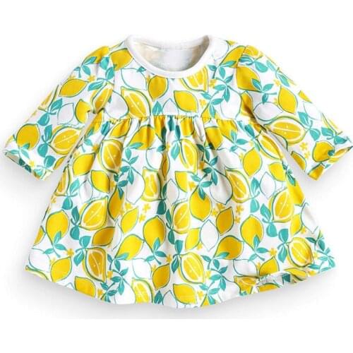 Little Maven New Autumn Spring Kids Clothing Lemon Yellow Printed1-6yrs Full- sleeved O-neck Cotton Girls Knitted Casual Tshirt