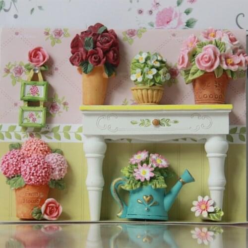 South Korea refrigerator magnet Retro florist creative DIY 3D magnet pin flower magnet fridge andle cover
