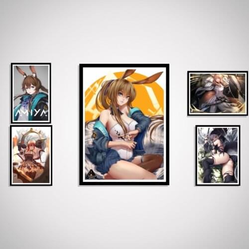 Arknights Nearl Amiya ryu Kawaii Game Cartoon Tomimi Anime Poster Decor Decoration Wall Canvas Art Silk Prints Room Home