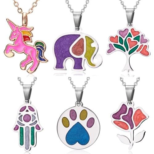 Rinhoo Fashion Stainless Steel Animal Rose Flower Horse Elephant Pendants & Necklaces Jewelry Necklace Peandant For Women Girl