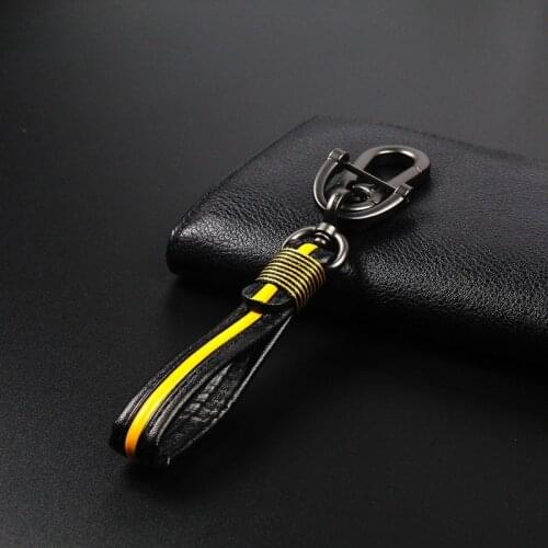 Mens Woven Leather Rope Metal Racket Horseshoe Chain Small Gift Leather Pendant Car Leather Key