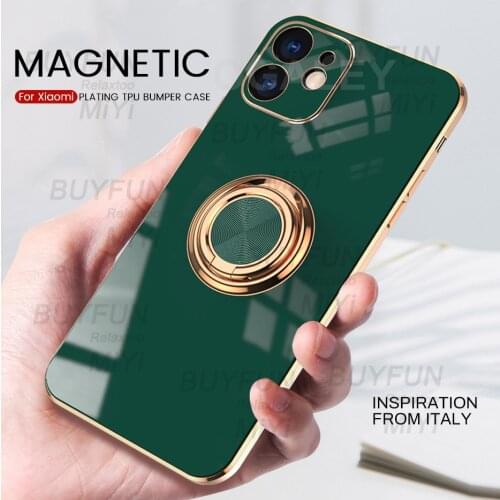 Plating Soft Bumper Protect Shell For Xiaomi Mi11 Mi11i Mi 11i 11 Lite My 11Lite Light Ultra Pro 5G Car Magnetic Stand Ring Case