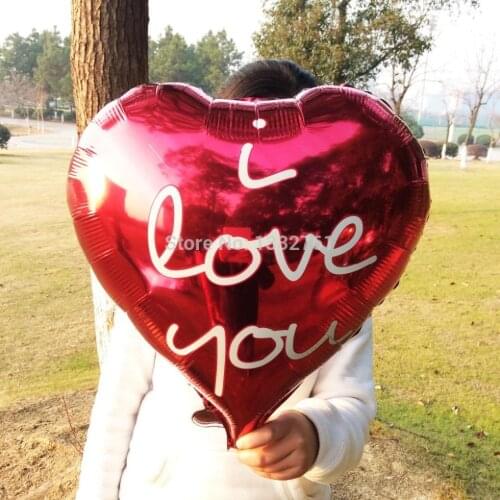 2017 new 18inch 100pcs/lot new heart love balloons foil helium ballon for valentines day baloon wedding party decoration globos