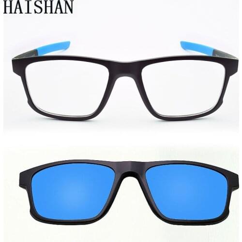 Glasses frame male large frame sports wide face with magnetic sleeve mirror polarized clip night vision goggles driving 3D Lens