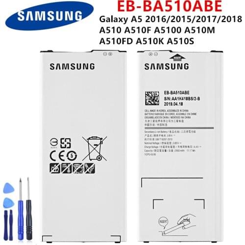 SAMSUNG Orginal EB-BA510ABE 2900mAh Battery For Samsung Galaxy A5 2016/2015/2017/2018 A510 A510F A5100 A510M A510K A510S +Tools