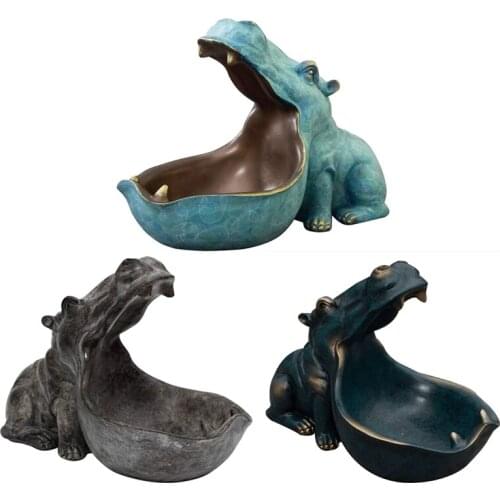 Resin Hippo Sculpture for Desk Home Decoration,Hippopotamus Statue Hippopotamus Sculpture with Storage Function